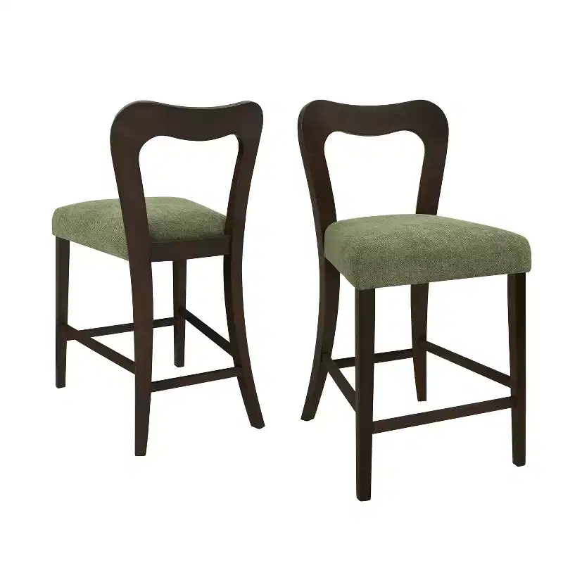 Christopher Knight Home Imamu Rubberwood Upholstered Counter Stools with Curved Open Back (Set of 2)