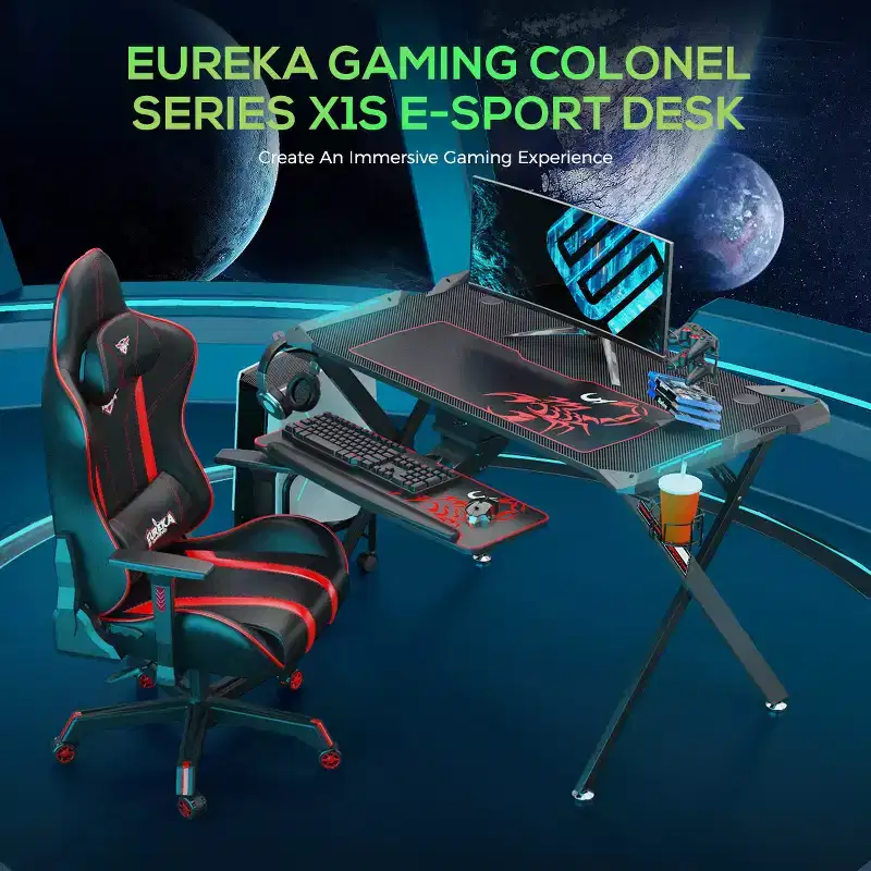 43x23 Gaming Desk with X-shaped Legs