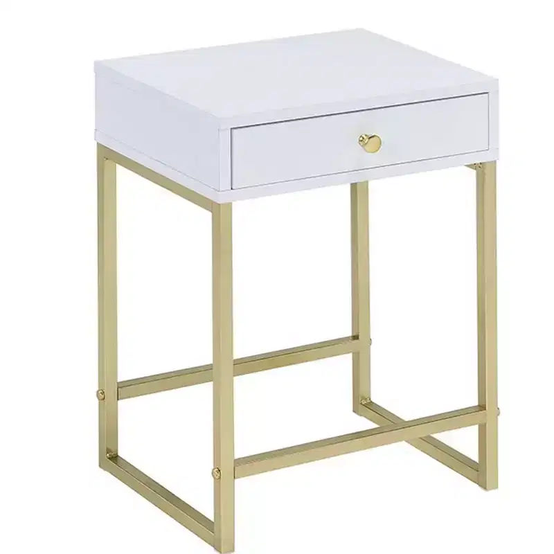 Royal Hampton Side Table, White & Gold
