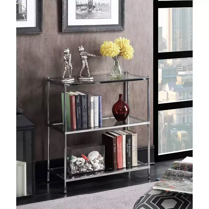 30.25" Royal Crest 3 Tier Bookcase Chrome - Breighton Home