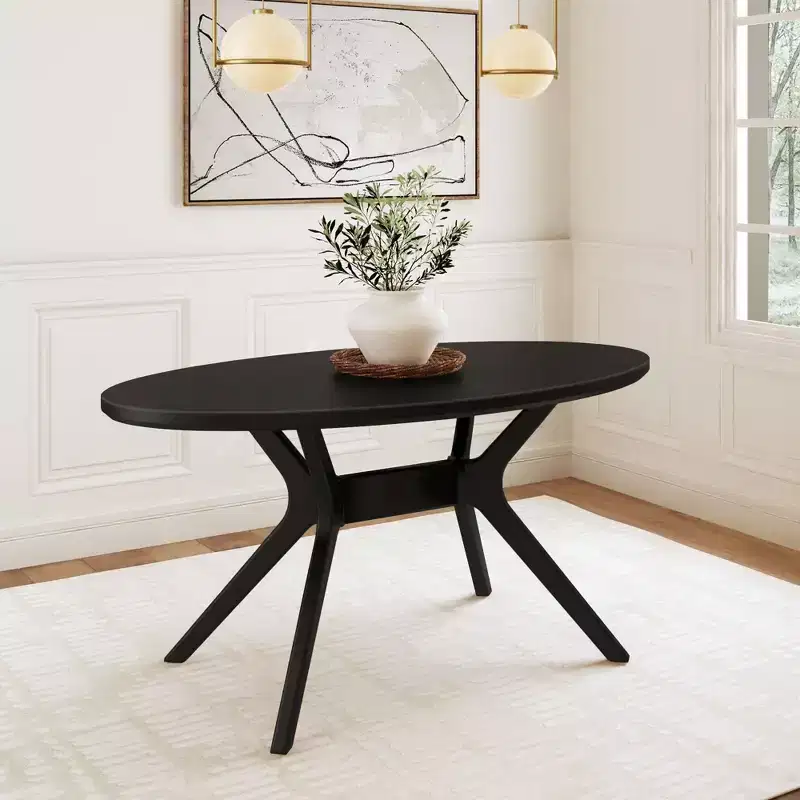 Plank+Beam 62 Verso Oval Dining Table for 4, Solid Wood Kitchen Table for Dinner Room