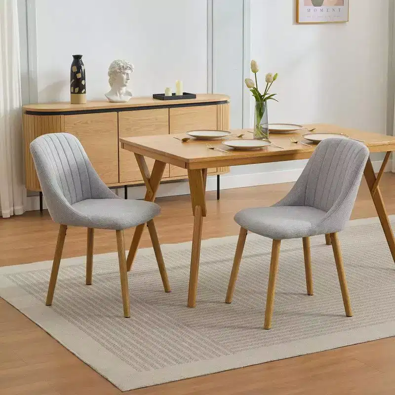 Coolmee Dining Chairs Set of 2, Upholstered Kitchen Chairs with Ergonomic Back Support, 300lbs Capacity Dining Chairs with Oak Legs for Dining Room
