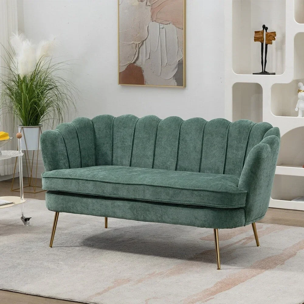 Small Mini Room Couch Two-Seater Sofa with Gold Metal Leg - 2 Seat