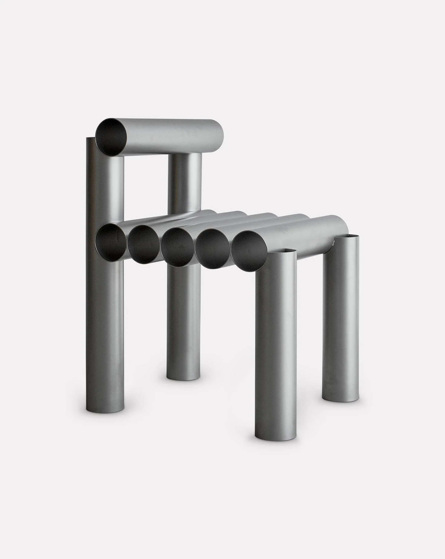 Open Tubular Stainless Steel Sculptural Chair