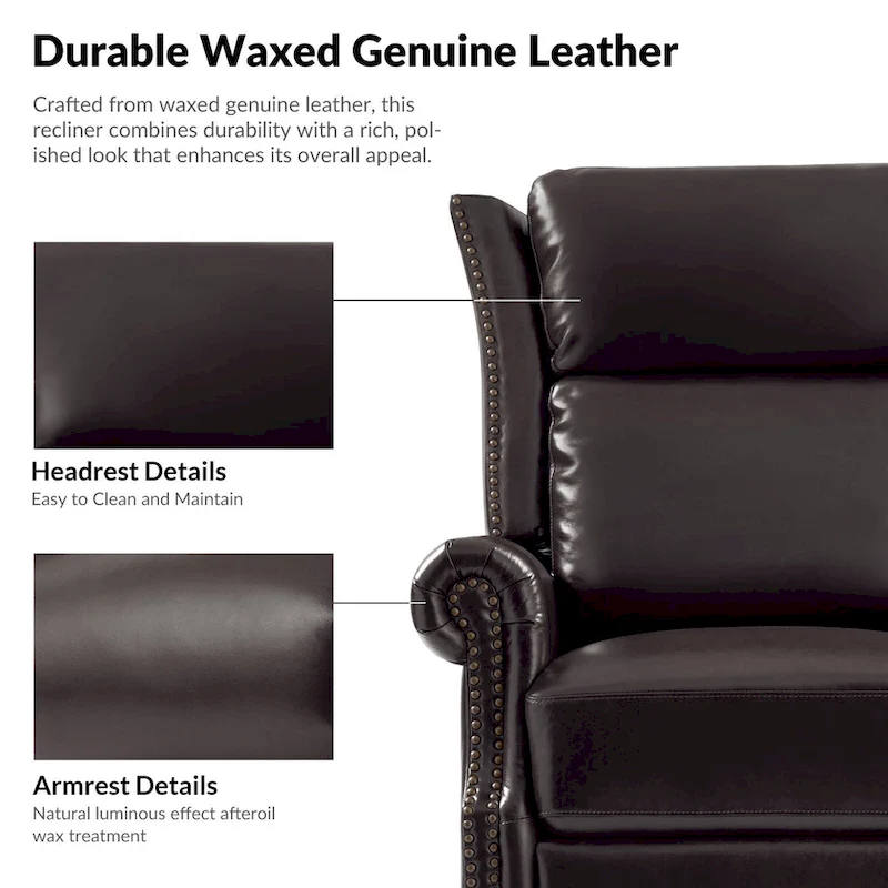 Viviana Traditional Genuine Leather Manual Swivel Glider Recliner by HULALA HOME