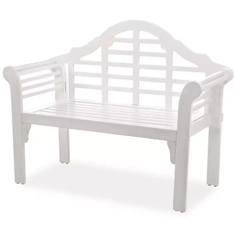 Plow & Hearth Lutyens Wood Garden Bench, in White
