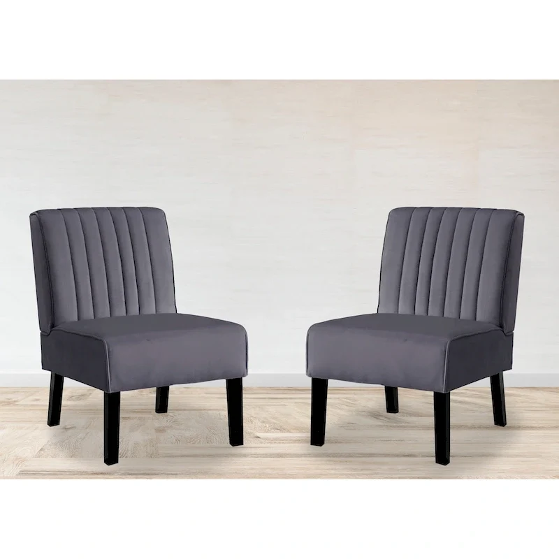 US Pride Nightingale Velvet Stripe Back Accent Chair Set of 2