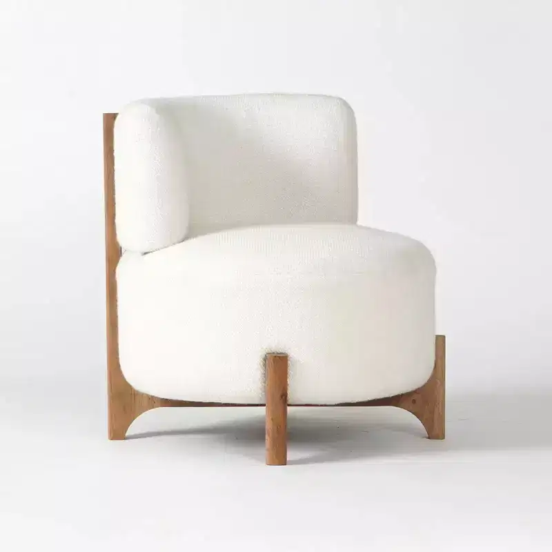 GDFStudio Raleign Modern 24 Acacia Wood and Fabric Upholstered Round Accent Chair