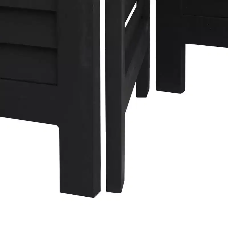 vidaXL Room Divider 4 Panels Black Solid Wood Paulownia