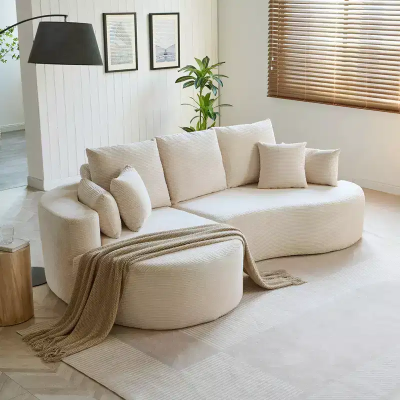 Christopher Knight Home Shamus 106 Modern Cozy Upholstered 4 Seater Curved Sectional Sofa with 7 Pillows