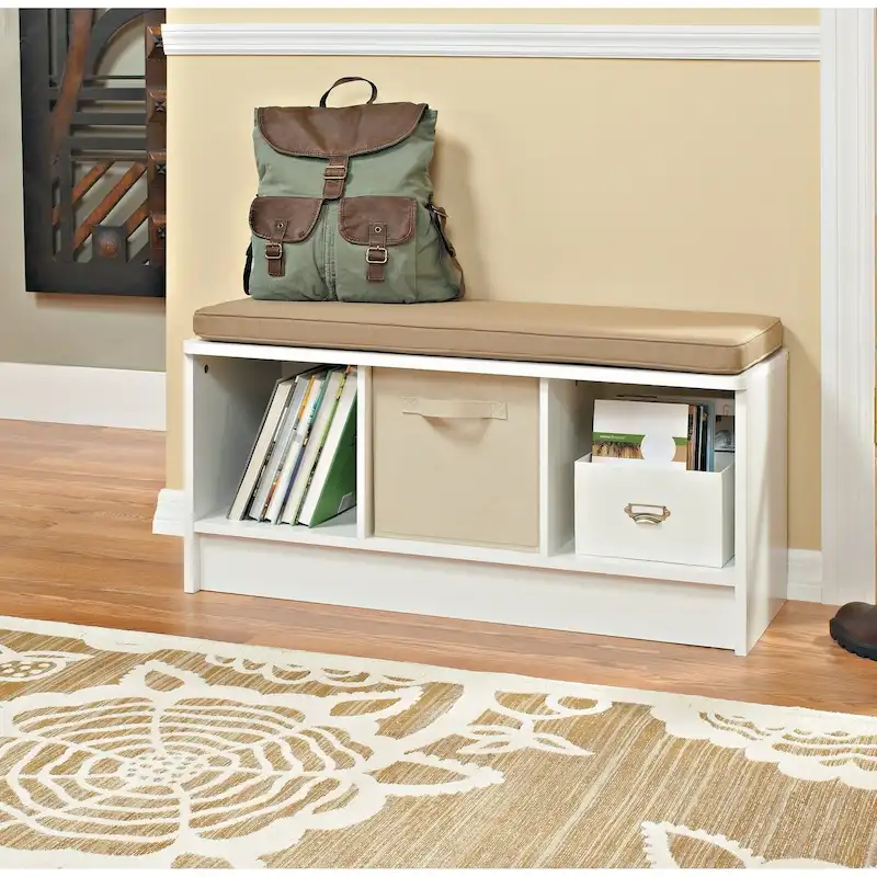 3-cube Storage Bench with Tan Cushion