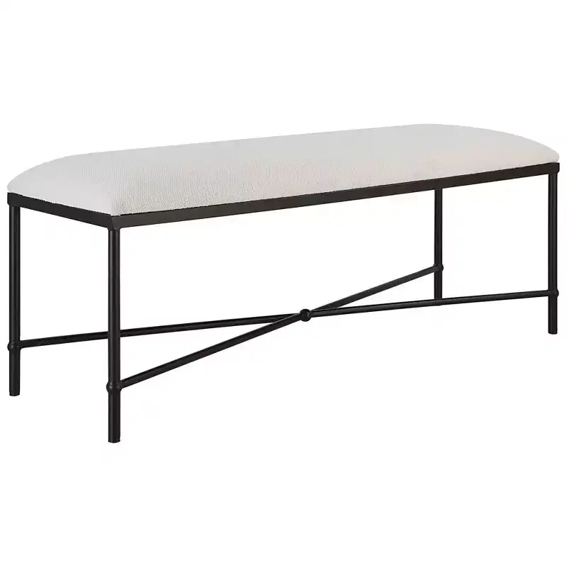 Uttermost Avenham 50 1/2 Wide White Fabric Accent Bench
