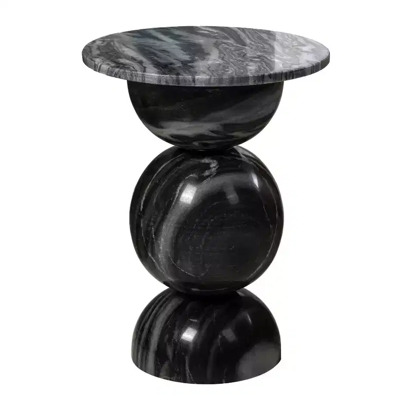 JONATHAN Y Aura 19 Modern Natural Marble Handmade Stacked Round Pedestal End Table