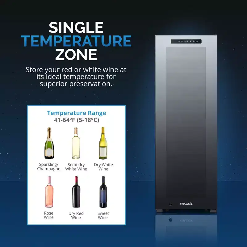 Newair 62-Bottle 16.9 Black Freestanding Wine Fridge