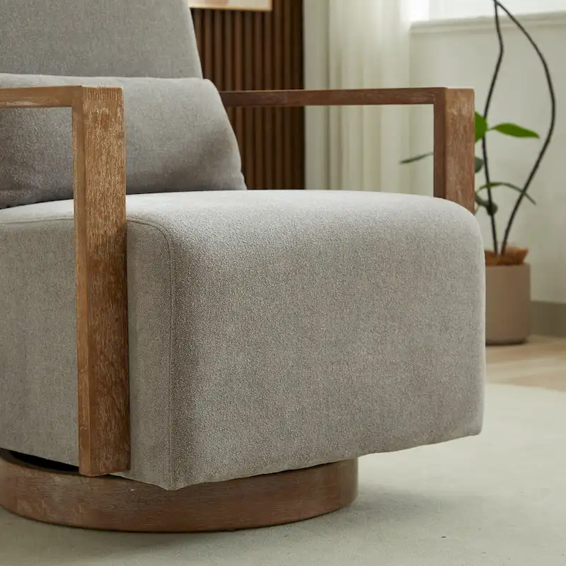 30.31 Linen Blend Upholstered 360 Swivel Accent Chair