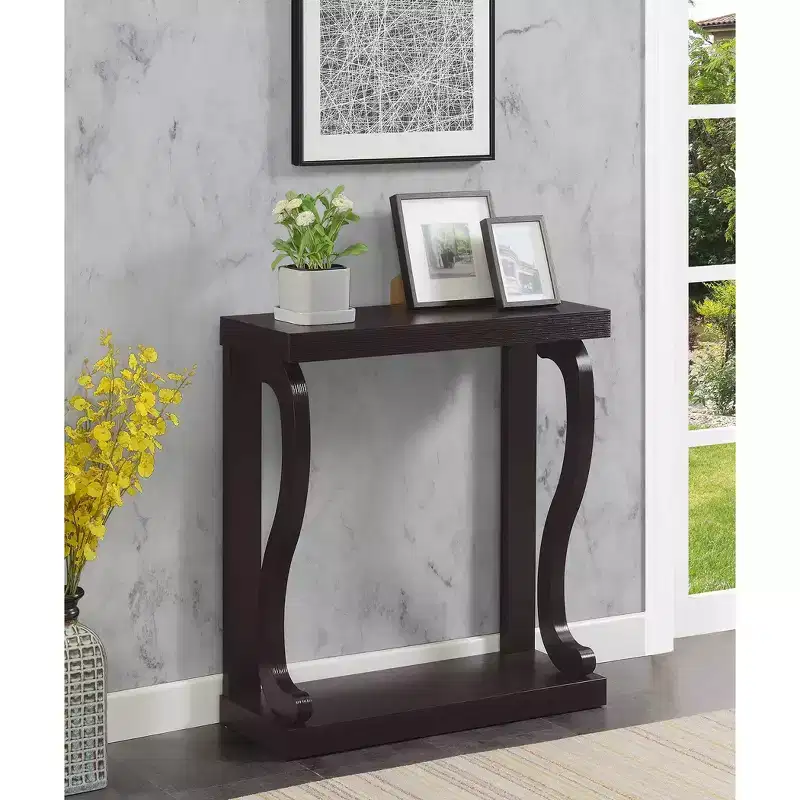 Console Table with Open Shelf, Brown MDF Frame