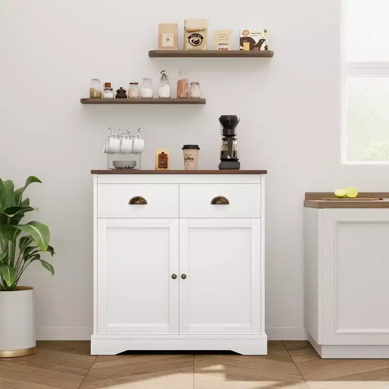 2 Doors and 2 Drawers Kitchen Cabinet ,for Kitchen, Dining Room, Living Room,