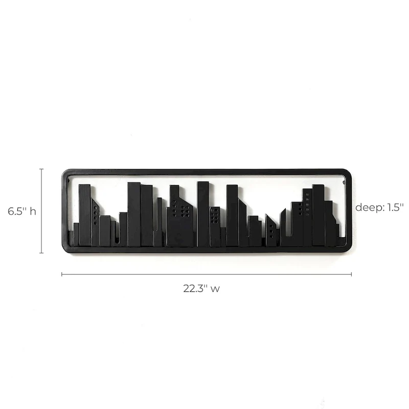 Black Wood 4-Hook Wall-Mounted Coat and Towel Rack - 22.3 Wide