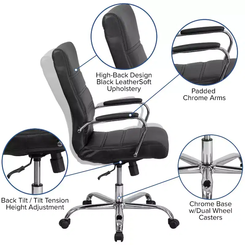 Flash Furniture High Back Executive Swivel Office Chair with Metal Frame and Arms