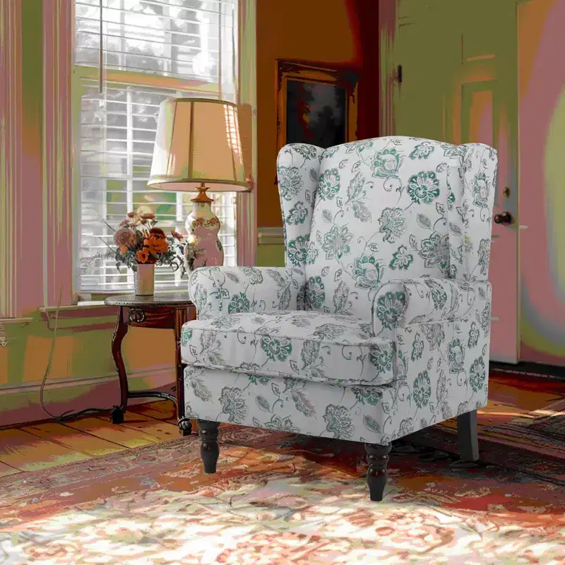 Erommy Fabric Accent Chair, Modern Upholstered Armchair with Solid Leg, Leisure Single Sofa Chair for Living Room Bedroom Reading and Studio