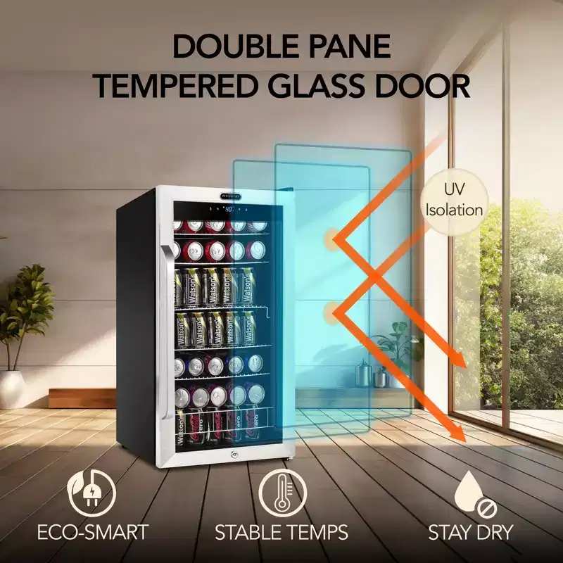 Whynter BR-1211DS 121 Can Freestanding Beverage Refrigerator cooler with Digital Control and Lock Stainless Steel