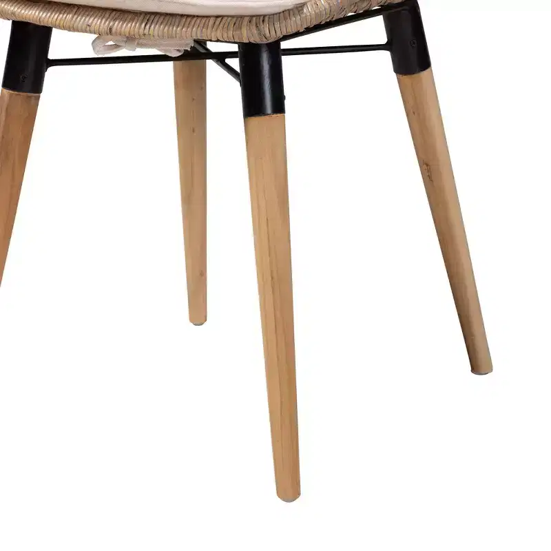 Baxton Studio Sabelle Modern Bohemian Wood and Rattan 5-Piece Dining Set