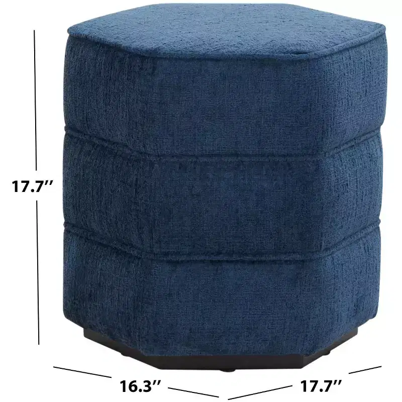 Rosaria Chenille Hexagon Ottoman — Wood Frame, Polyester, Polyurethane Foam