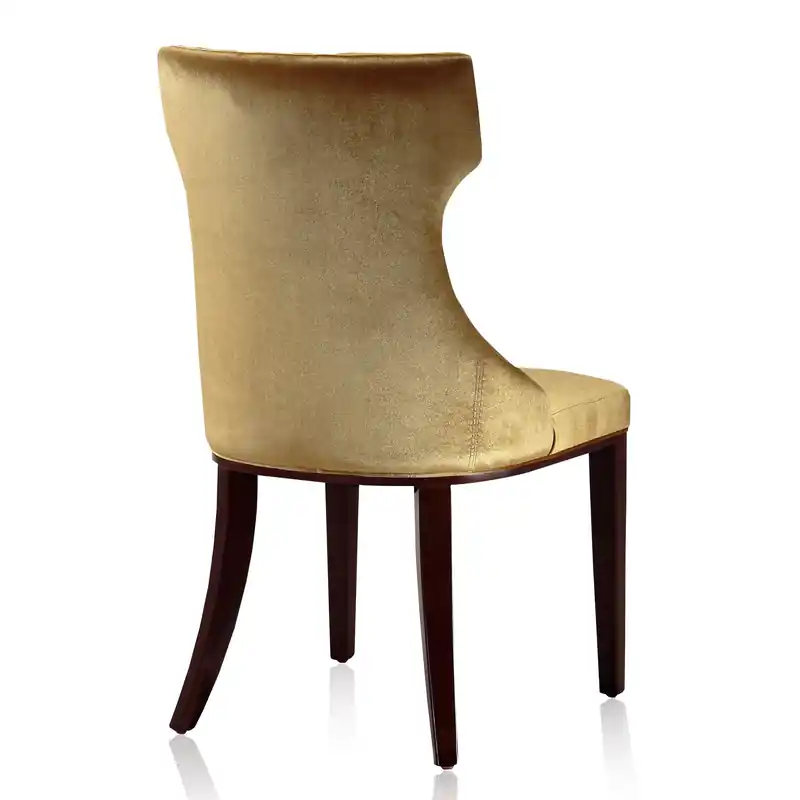 Velvet Dining Chair - Antique Gold & Walnut