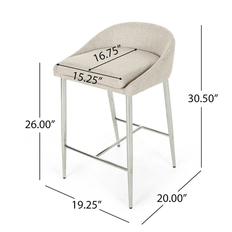 Bandini Modern Upholstered Counter Stools with Chrome Legs (Set of 2) by Christopher Knight Home