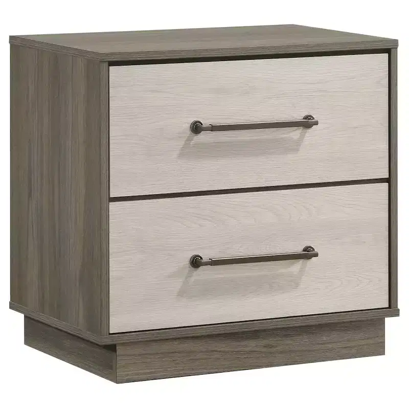 Coaster,Fenwick 2-drawer Nightstand Bedside Table Grey Oak