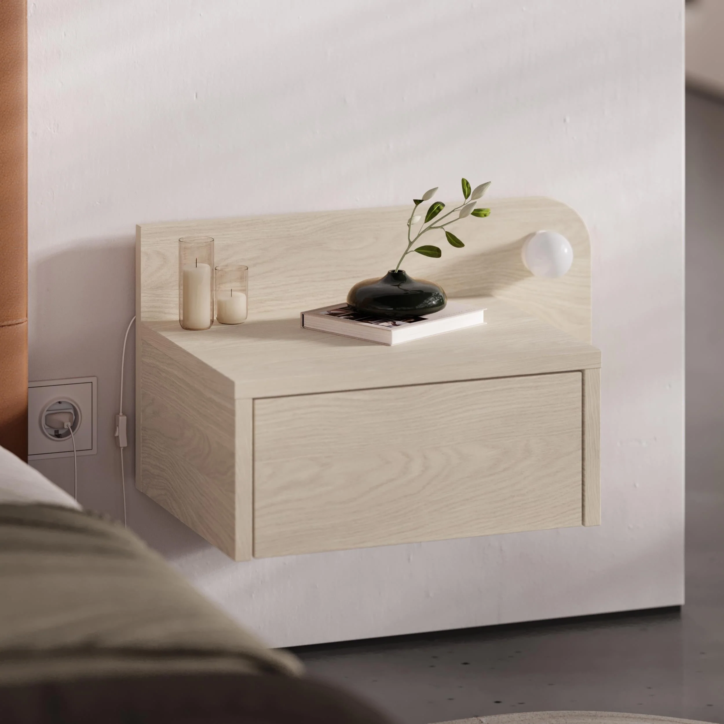 Wall Mounted Nightstand – Floating Bedside Table