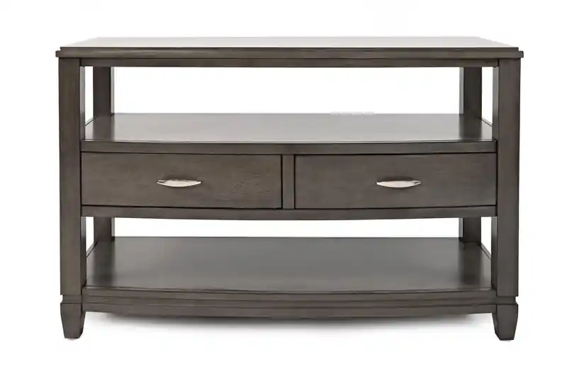 50 Modern Sofa Table with Storage and Shelf - Grey Brown Wood