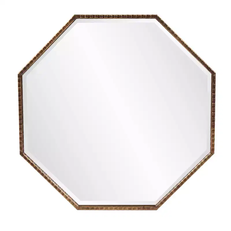 Octagon Wall and Accent Mirror: Antique Gold, Iron Frame, Ready to Hang