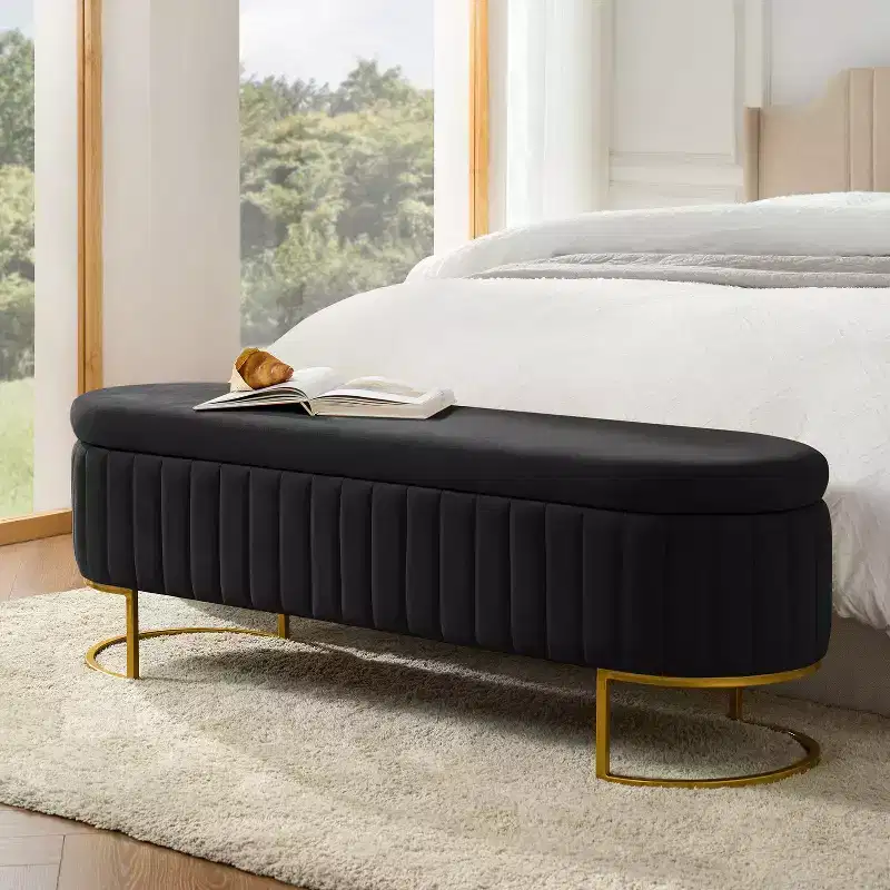 Bernardo Storage Bench with Internal Compartmented and Channel Tufted|ART OF LIVING DESIGNS