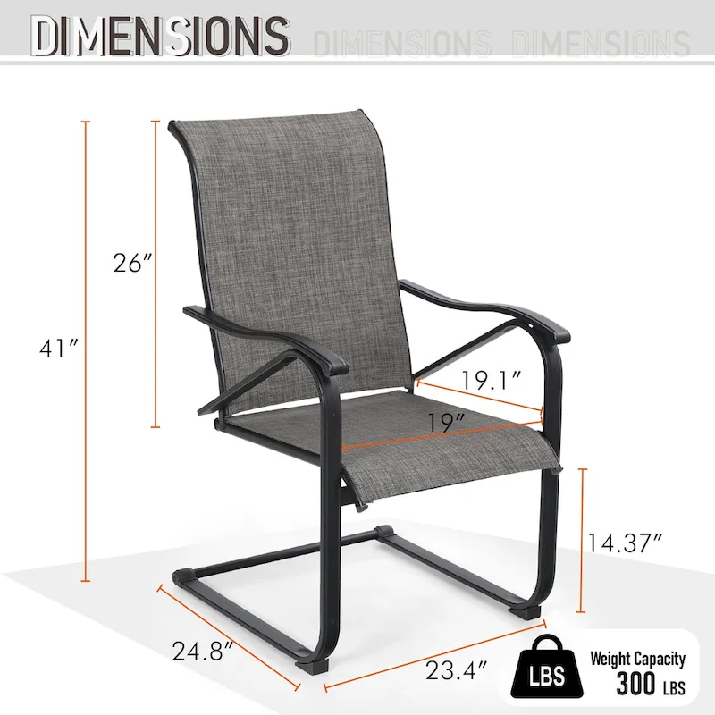 7-Piece Patio Dining Sets , 6 Textilene Fabirc Chairs and 1 Metal Table with 2.1 Umbrella Hole