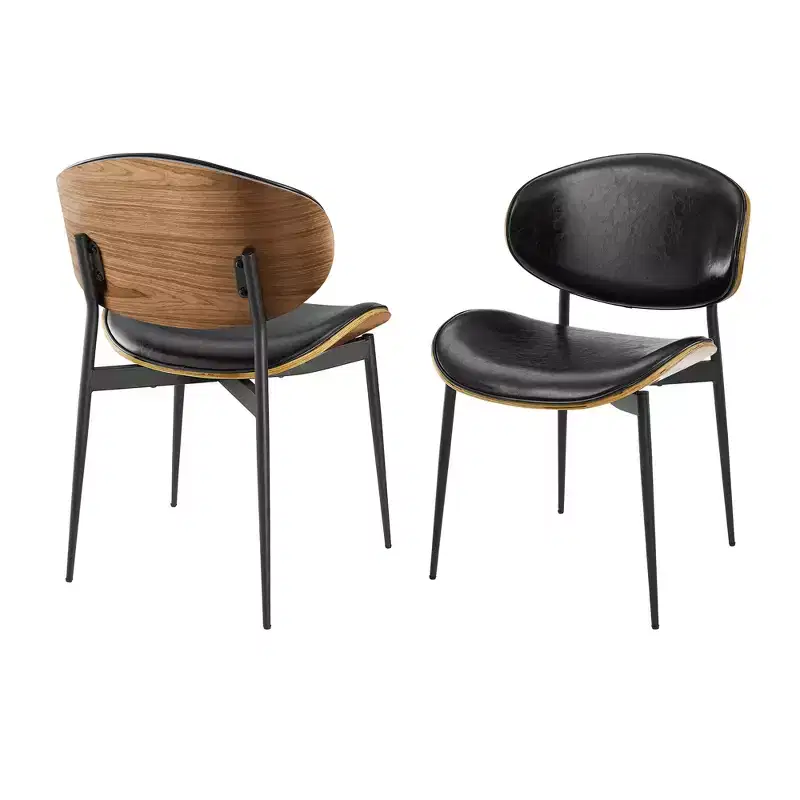 HOMLUX Set of 2 Upholstered Poplar Dining Chair Modern Faux Leather Accent Chair For BedroomKitchen Dining RoomBreakfast nook