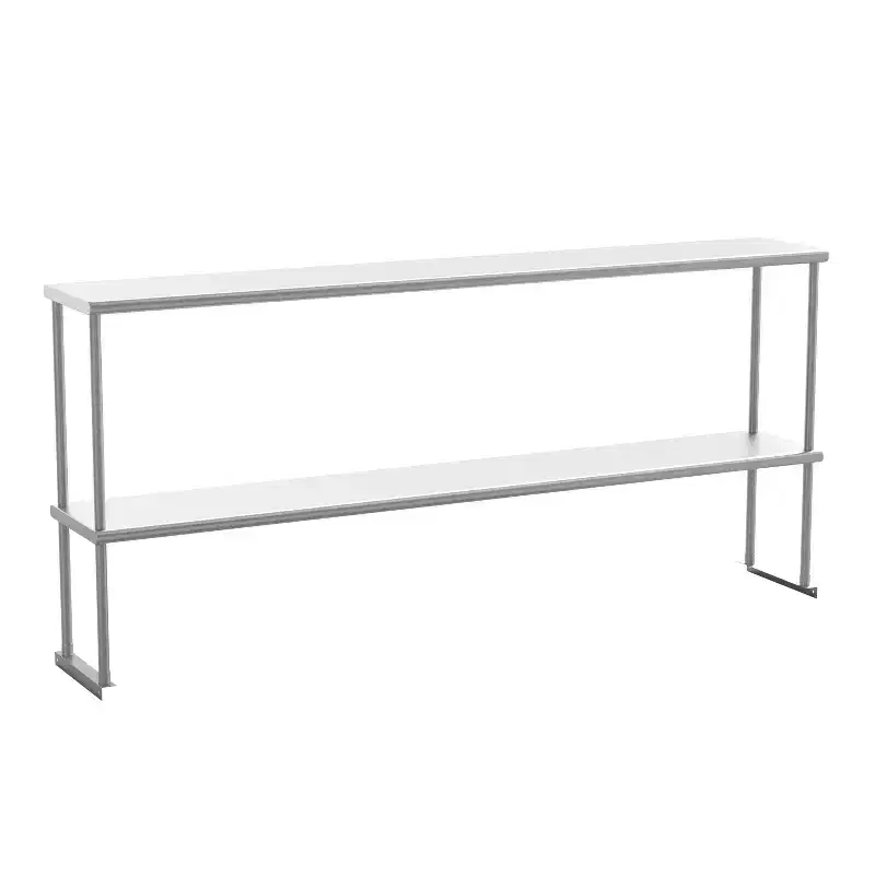 Flash Furniture Reese Commercial Grade 430 Stainless Steel 18 Gauge NSF Certified Metal Kitchen Double Overshelf