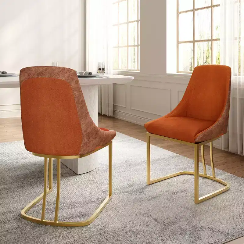 CLIHOME Set of 2 Modern High Back Dining Chair with Metal Legs