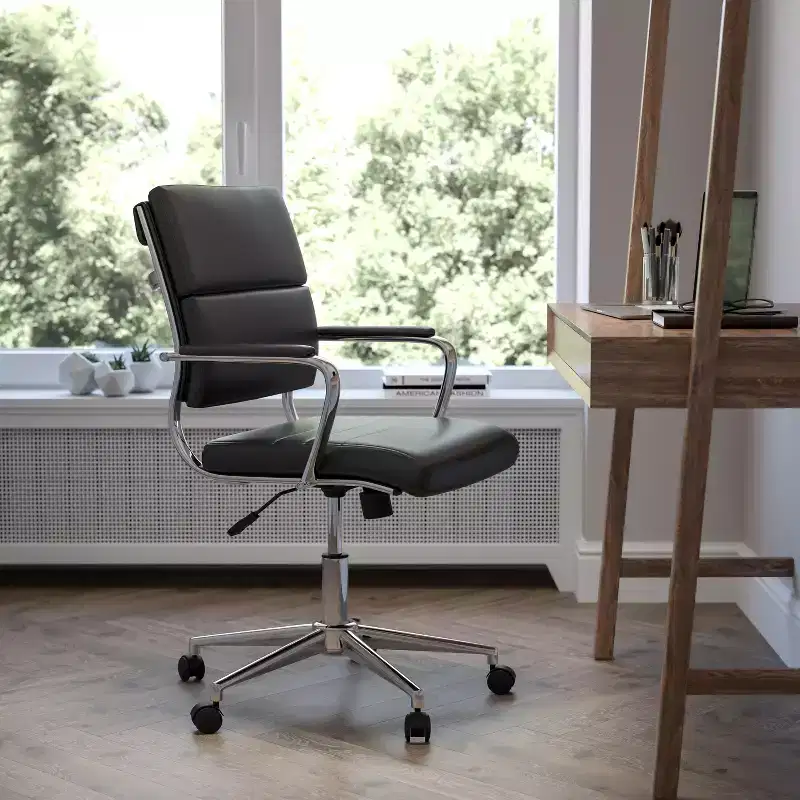 Flash Furniture Mid-Back LeatherSoft Contemporary Panel Executive Swivel Office Chair