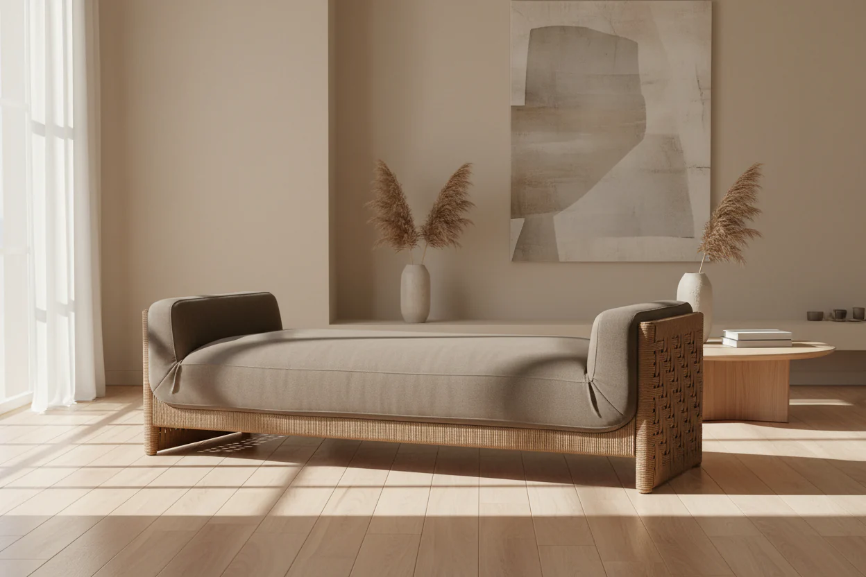 Basketweave Eucalyptus Paper Cord Broadway Coffee Chaise