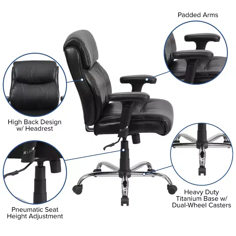 Emma and Oliver 400 lb. Big & Tall Mid-Back Swivel Clean Line Stitch Ergonomic Task Office Chair