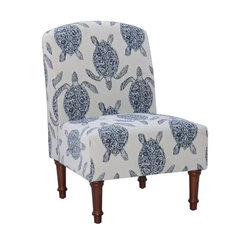 Loggerhead Accent Chair Dark Walnut - Powell Company: Rubberwood Frame, Sea Turtle Print, Foam Cushion