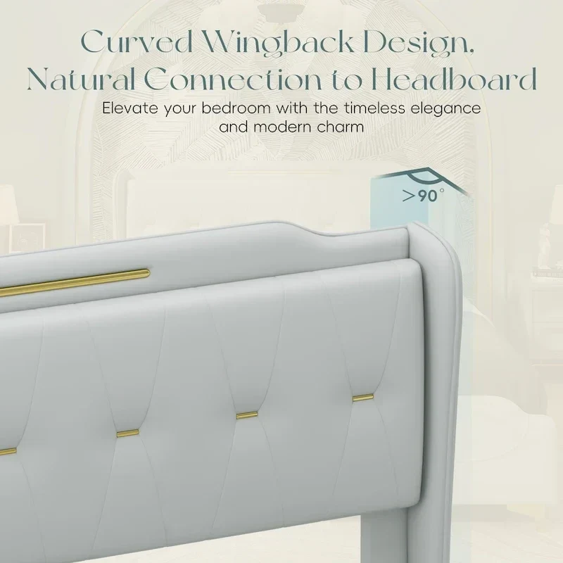 Modern Upholstered PU Leather Bed