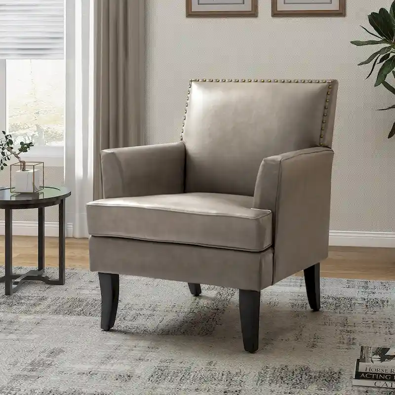 Grey / Sage / Camel / Brown / Turquoise / Black / Navy Nailhead Accent Armchair, Single