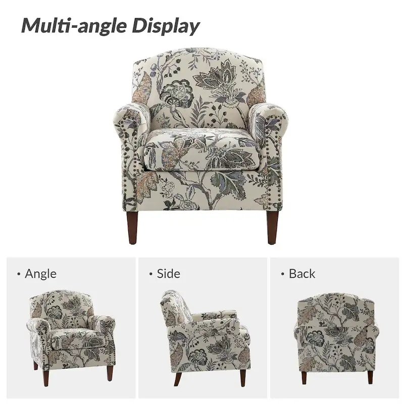 Giampiero Wooden Upholstery Armchair with Nailhead Trims by HULALA HOME