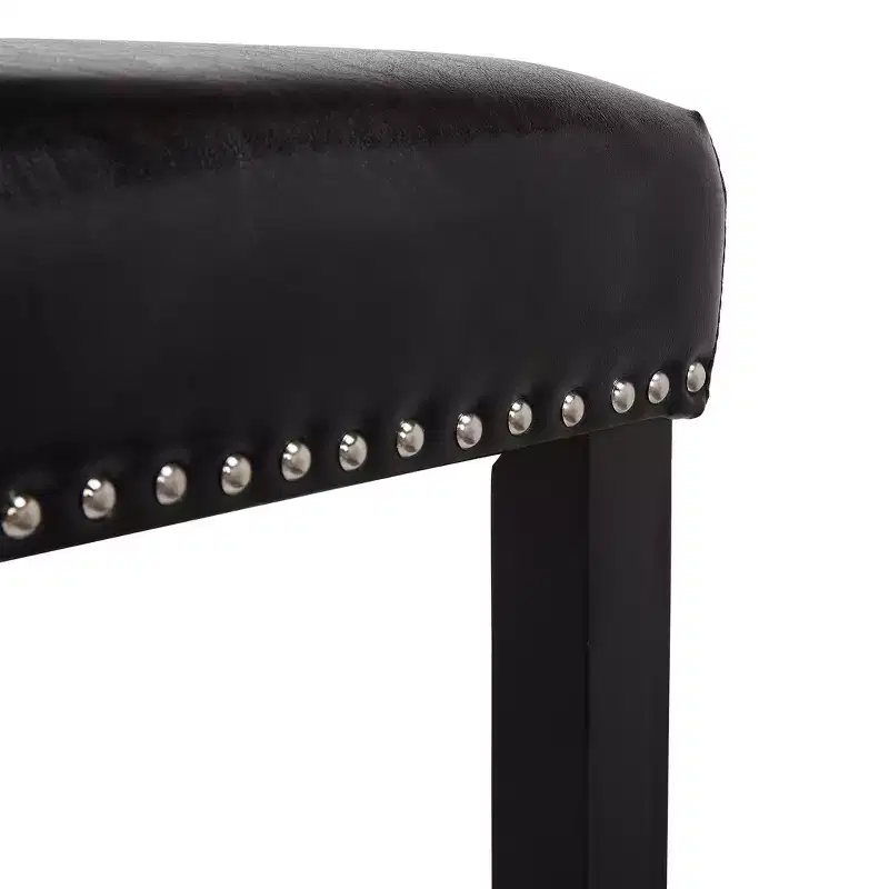 29 Upholstered Saddle Seat Bar Stool (Set of 2), Black/Black