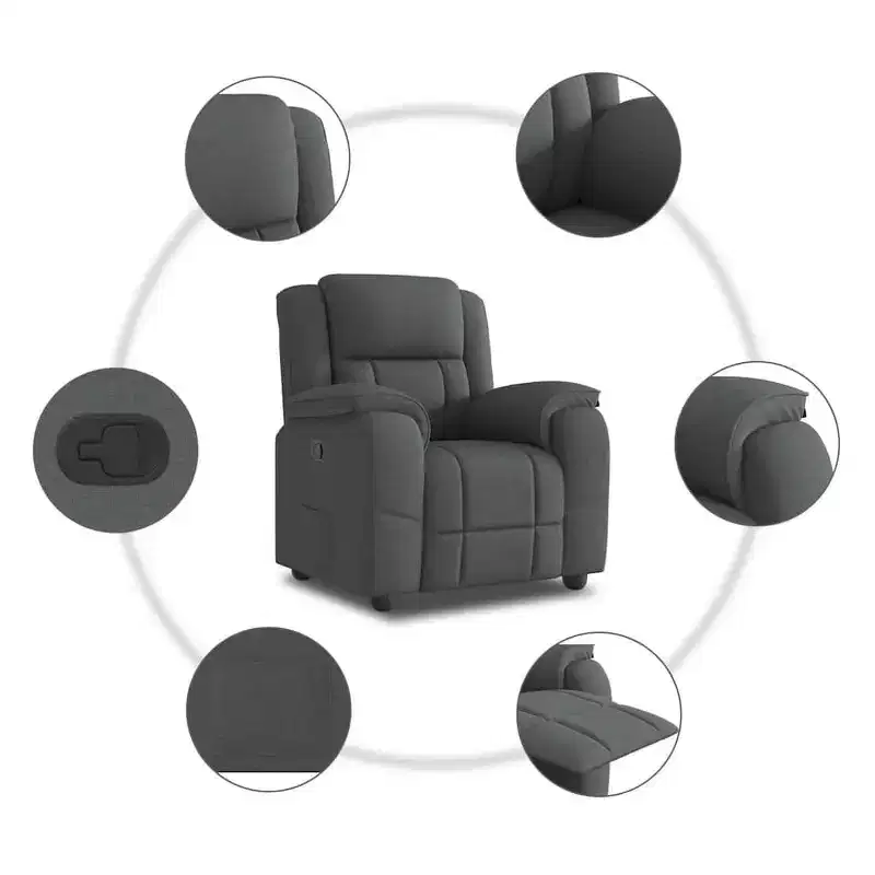 vidaXL Recliner Chair Dark Grey Polyester, Metal, Plywood, Foam, PP Fiber