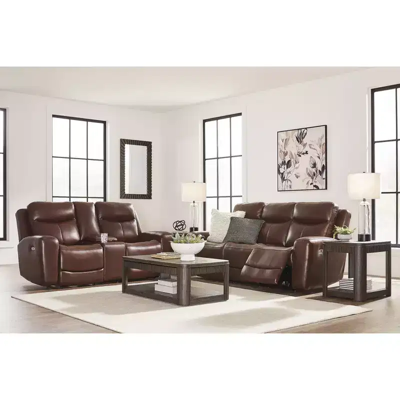 Signature Design by Ashley Carlibrie Rectangular End Table with Lower Shelf, Warm Brown Finish