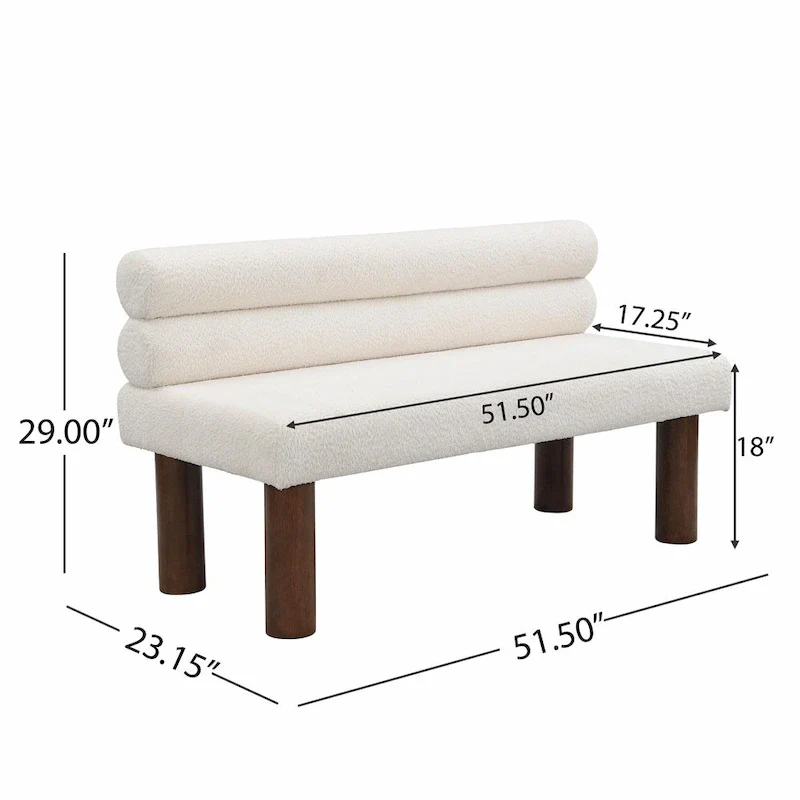 Upholstered Dining Bench with Solid Wood Legs