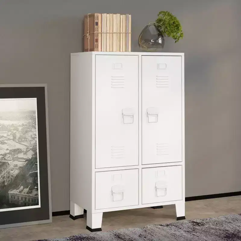 Wardrobe, Black Sheet Metal, Medium with Adjustable Shelves